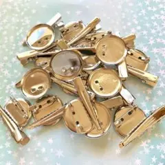 格安良品15個♡24mm 皿つき 2way コサージュピン　シルバー