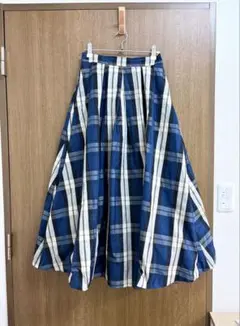ELFRANKエルフランク ブロックチェックロングフレアスカート　Fサイズ