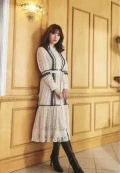 Herlipto jacquard lace belt long dress