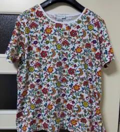 花柄 半袖Tシャツ ホワイト/マルチカラー