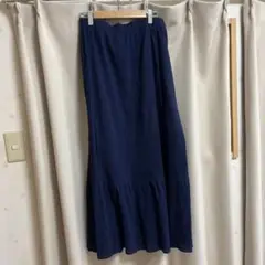 ユニクロ　ネイビー ストレッチ ロングスカート