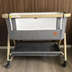 【美品】HZDMJベビーベッド ベージュ たまひよごろ寝マット・メリー付き 美品】HZDMJベビーベッド ベージュ たまひよごろ寝マット