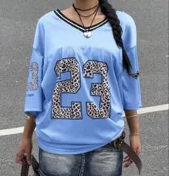 VネックメッシュオーバーサイズＴシャツ Ｌ
