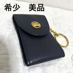 【希少 美品】ロンシャン 小物入れ キーケース レザー　ネイビー ゴールド