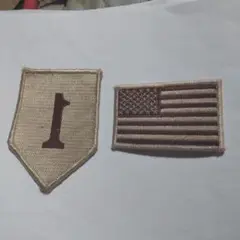 アメリカ陸軍　第一歩兵師団＆アメリカ軍国旗 デザート