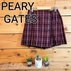 パーリーゲイツ✨ スカート風 キュロットパンツ チェック柄 高品質 S えんじ色