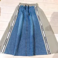 MIURICO デニム　インディゴブルー ロングスカート　ベージュ