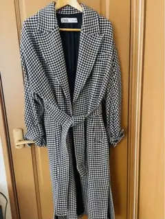 zara 千鳥柄 ロングコート