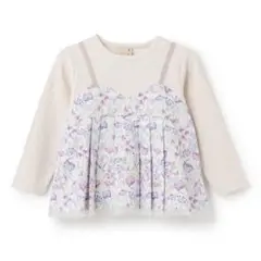 新品　プティマイン　花柄　トップス　ピンク　白　長袖　キッズ　女の子　100