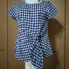 ロペROPE Mサイズ チェック柄ウエストリボン カットソー