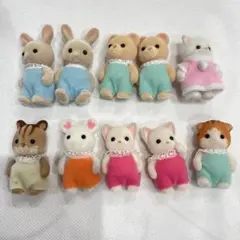【中古】シルバニア ファミリー セット 赤ちゃん 人形 うさぎ くま ねこ りす