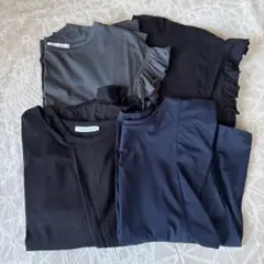 まとめ売り4点セット　レディースTシャツ　ブラック　ネイビー　モスグリーン