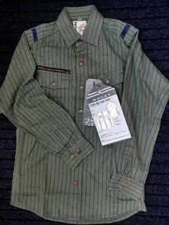 【 新品・未使用 】ストライプ　ミリタリーシャツ　ワークシャツ