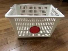 レトロ　ホワイトプラスチック収納バスケット