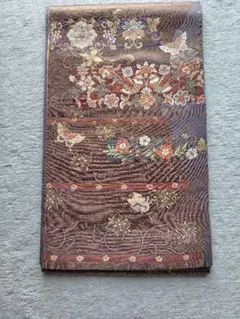 高級 袋帯 花柄 鳥刺繍