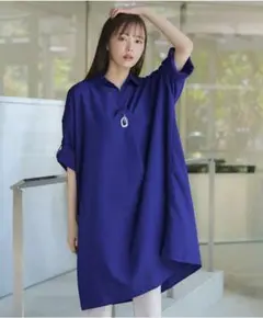 【洗える】麻ライクスキッパーシャツチュニック 新品未使用