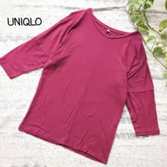 UNIQLO ユニクロ ✿ 紅色 七分袖 Tシャツ Lサイズ コットン混
