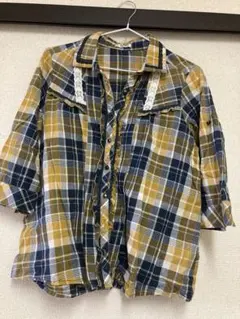 axes femme チェック柄五分袖シャツ