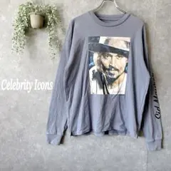 セレブリティアイコン　ロンT　カットソー長袖【L】ジョニーデッププリント　綿