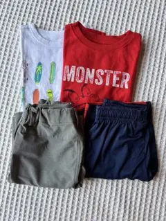 120㎝　Tシャツと半ズボンセット　白色　赤色　紺色　水浅葱色