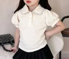 【新品未使用】 パール付き ポロシャツ 6Y