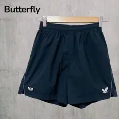【バタフライ】レディース卓球　ショートパンツ　ブラック　S ロゴ　マークスポーツ