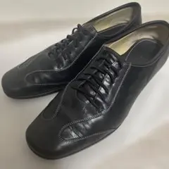 ブラックレザー ローカットシューズ