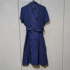 ネイビー 半袖 ダブルブレスト ワンピース