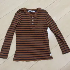 H&M 茶色/黒ストライプ 長袖カットソー 116センチ
