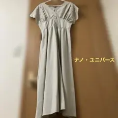 ナノ・ユニバース スカラップレースマキシワンピース　ライトベージュ　フリーサイズ