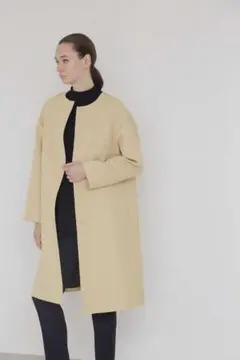 完売 ADORE アドーア トリプルクロスコート ベージュ ノーカラーコート