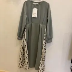 未使用タグ付　しまむら　晴れ色　ポンチワンピース　M ゆったりサイズ