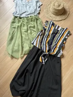 セット売り‼️破格　ワンピース　オシャレ　ストライプ　バイカラー　ノースリーブ