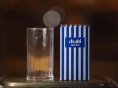 Asahi ビールグラス ストライプパッケージ付き