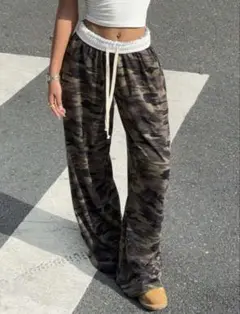 SHEIN 迷彩柄 ワイドパンツ スウェットパンツ