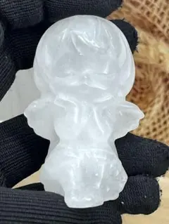 天然石　水晶　カービング　大きめ　お座り天使ちゃん　エンジェルNo.946