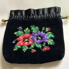 FELLER 花柄刺繍 巾着袋