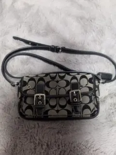 COACH コーチ 6844 シグネチャー柄 ショルダーバッグ 黒×灰色 美品