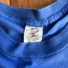 80s USA製 ヴィンテージTシャツ　XL 青　無地 フルーツオブザルーム