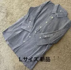 さらっとドライ七分袖シャツ青系L新品