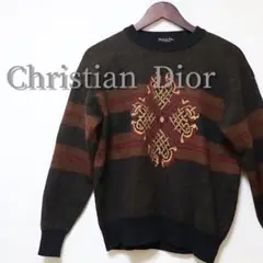 【現品限り】Dior ディオール セーター ブラウン 長袖 Uネックニット