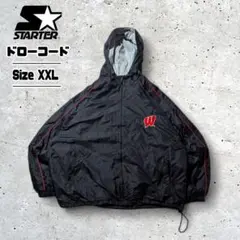 STARTERウィスコンシン大学ナイロンジャケットドローコードカレッジ系黒XXL