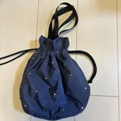 巾着　バッグ　ネイビー