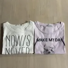ホワイト・ラベンダー Tシャツ　子供用　キッズTシャツ 2枚セット