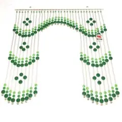 レトロポップ 珠のれん 緑L 箱•タグ付き昭和レトロ玉ビーズのれんヴィンテージ