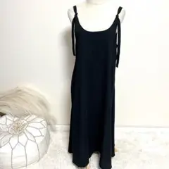 しまむら The Secret Bean ジャンスカワンピース ブラック F