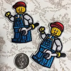 レゴ風　キャラクター　刺繍パッチ　2枚セット