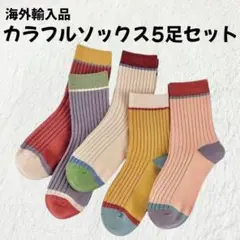 【海外輸入品】カラフルソックス 5足セット カジュアル【新品未使用】