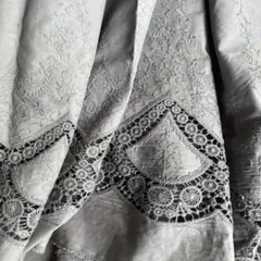 やや訳あり❣️コットン片側刺繍生地 グレー 幅140×140cm
