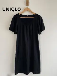 未使用品 UNIQLO 黒 半袖 チュニック レース編み レディース M